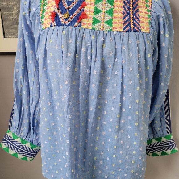 Anthropologie Verb by Pallavi Singhee Rhapsody Embroidered Beaded Boho Blouse XS - Picture 7 of 15